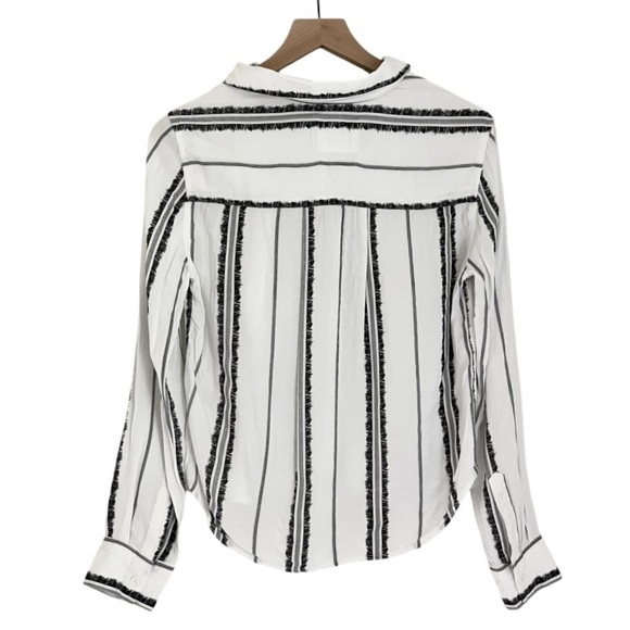 Rails Women’s Dana‎ Feather Stripe Button Front Top Black White Size XS - Picture 6 of 13